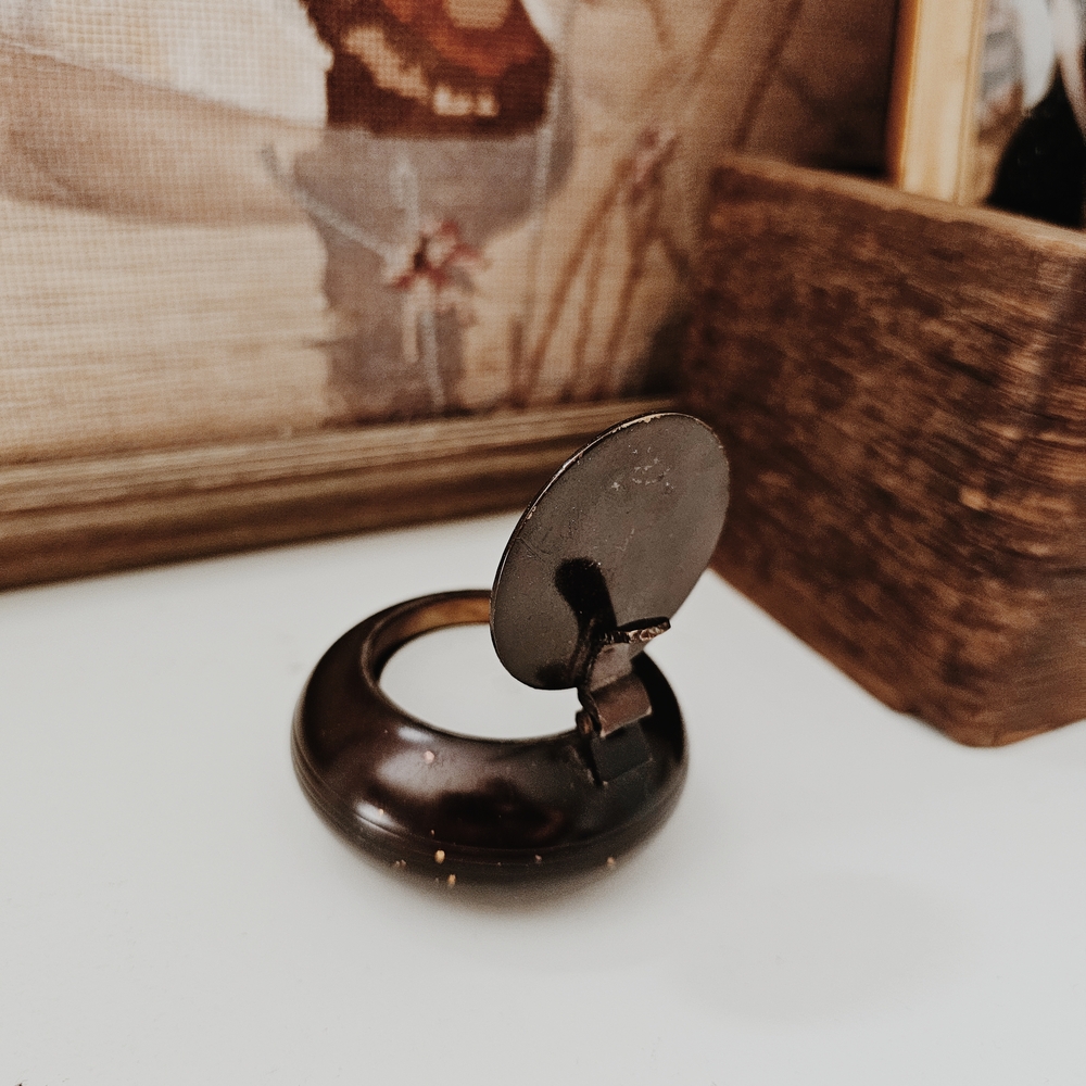 Vintage Dark Brown Metal Candle Holder/Trinket Dish - Picture 3 of 5